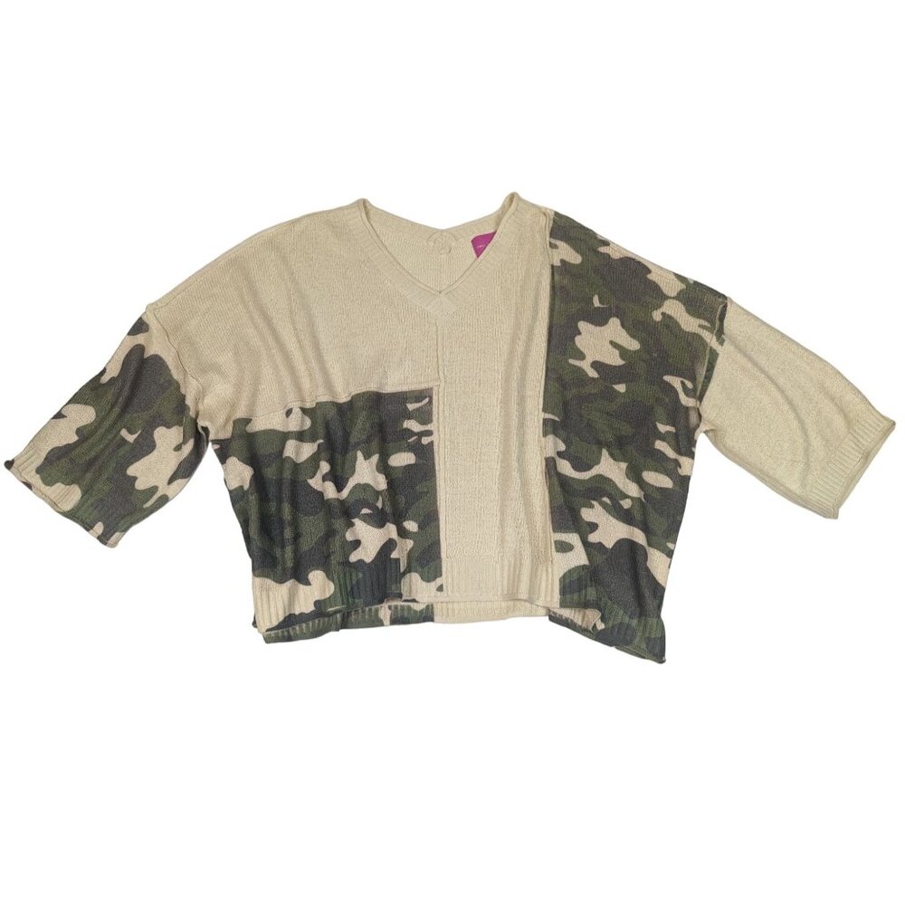 Time after Time‎ Oversized Camo & Cream Sweater Women's L Large - Picture 7 of 9